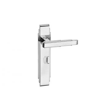 Art Deco Lever Privacy Turn 254 mm Plate Satin Chrome Plate