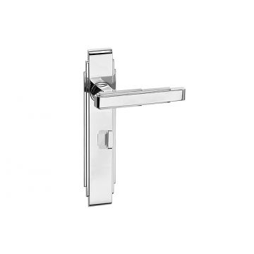 Art Deco Lever Privacy Turn 305 mm Plate Satin Chrome Plate