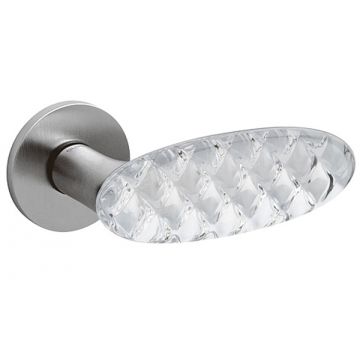 Crystal Royal Round Rose Lever Polished Chrome Plate