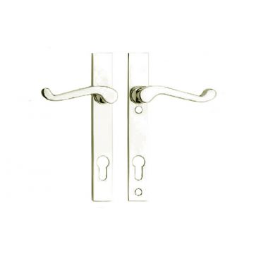 Scroll Lever Handle Left Hand 92 mm Centres Polished Brass Lacquered