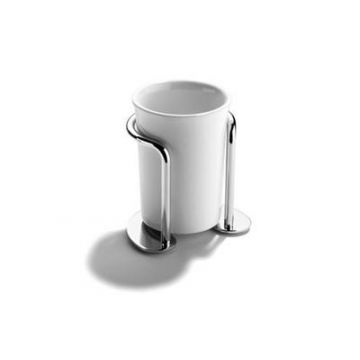 Ceramic Tumbler with Wire Holder Polished Chrome Plate