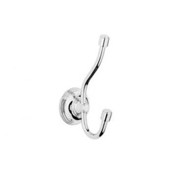 Style Moderne Double Robe Hook Satin Stainless Finish