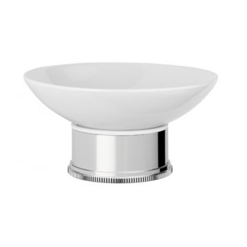 Style Moderne White Ceramic Soap Dish Polished Nickel Plate