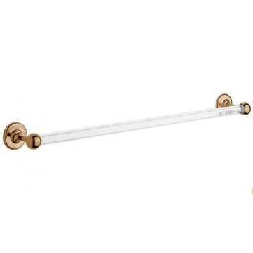 Antique Single Glass Towel Rail 600 mm  Polished Brass Unlacquered