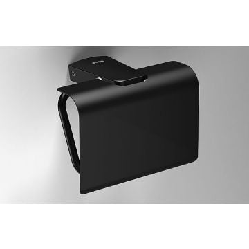 S6 Black Toilet Roll Holder with Flap