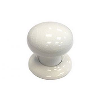 White Crackle China Mortice Knobs 57 mm Standard finish