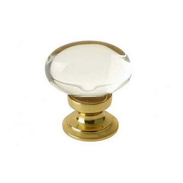 Clear Glass Oval Cupboard Knob 30 mm Satin Chrome Plate