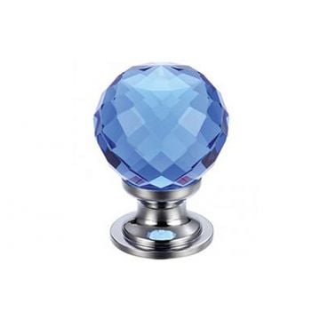 Blue Facetted Glass Cupboard Knob