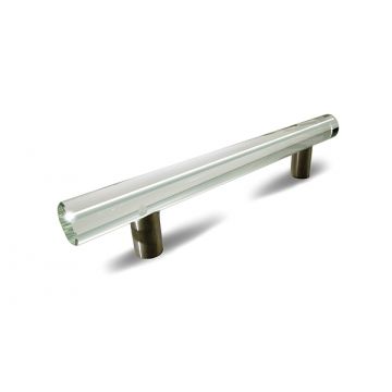 Clear Glass T Bar Pull 136 mm Satin Stainless Steel