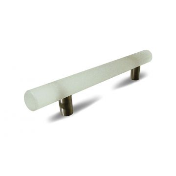 Frosted Glass T Bar Pull 136 mm Polished Stainless Steel