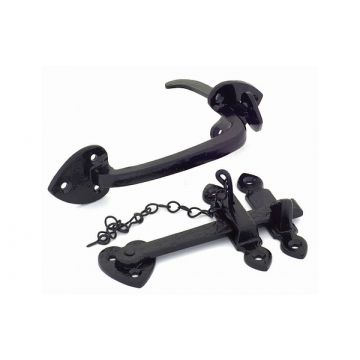 Albion Thumb Latch Set with Chain Black Black