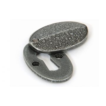 Albion Oval Covered Escutcheon Pewter Patina 51 x 29 mm