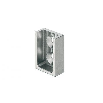 Square Rail End Support, Side Panel Fixing Satin Stainless Steel