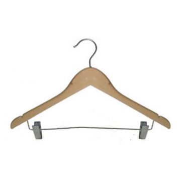 Hardwood Coat Hanger with Skirt Clips Standard finish