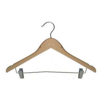 Hardwood Coat Hanger with Skirt Clips