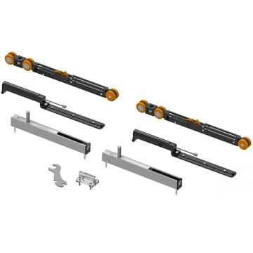 Saheco SF-P70 Low Headroom Single Door Fitting Set Max.Weight 70 kg with Two Soft Close Standard finish