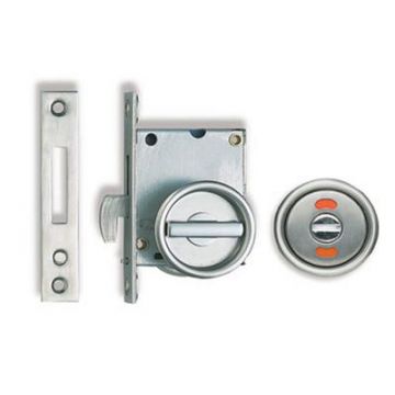 Inset Privacy Turn & Indicator Release with Lock Satin Stainless Steel