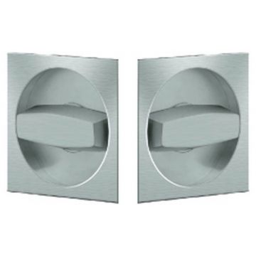 Square Twin Inset Privacy Turns with Lock for 40-50 mm Door Satin Stainless Steel