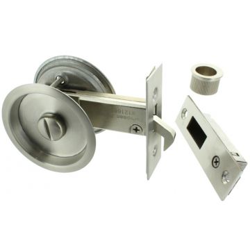 Round Inset Privacy Turn & Release with Lock for 35-44mm Door Satin Stainless Steel