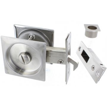 Square Inset Privacy Turn & Release with Lock for 35-44mm Door Satin Stainless Steel