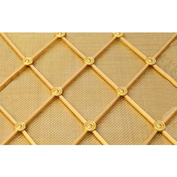 Handmade Diamond Grille 54 mm All Plain Rosettes Fine Backing Mesh Polished Brass Lacquered