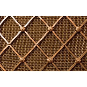 Handmade Diamond Grille 41 mm Alternate Floral Rosettes Fine Backing Mesh Polished Brass Lacquered