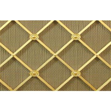 Handmade Diamond Grille 41 mm Alternate Plain Rosettes Fine Backing Mesh Polished Brass Lacquered