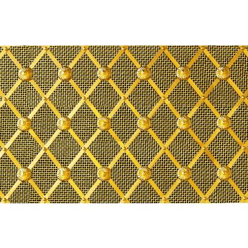 Handmade Diamond Grille 25 mm Alternate Floral Rosettes Fine Backing Mesh Polished Brass Lacquered