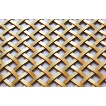 Woven Grille 5 mm Plain Wire 10 mm Diamond Weave Polished Brass Lacquered