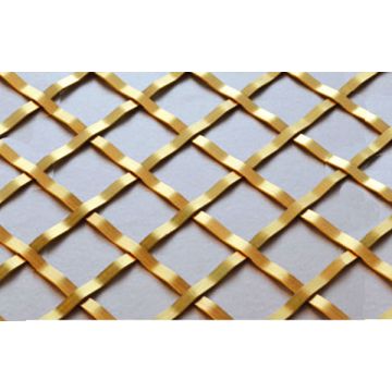 Woven Grille 5 mm Plain Wire 25 mm Diamond Weave Polished Brass Lacquered