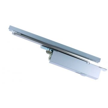 Concealed Cam Action Overhead Door Closer with Matching Arm Silver Enamel