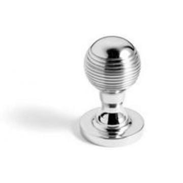 Reeded Ball Knob 19 mm   Polished Brass Unlacquered