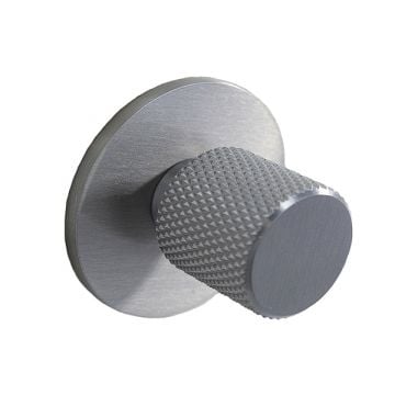 Knurled Cupboard Knob 20 mm on Round Rose Satin Stainless Finish