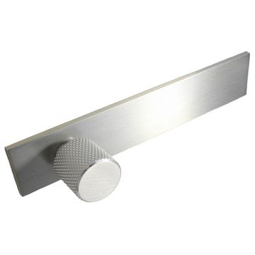 Knurled Cupboard Knob on Backplate 130 mm Satin Stainless Finish
