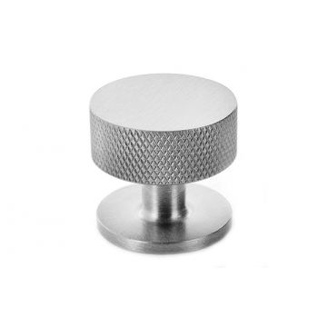 Knurled Cupboard Knob on Rose 32 mm Satin Stainless Finish