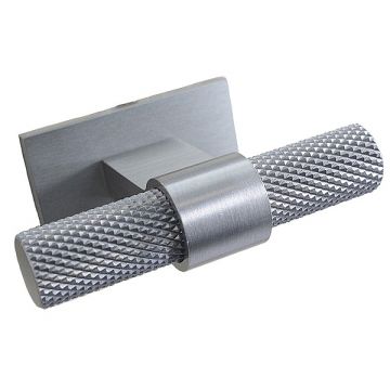 Knurled T Bar Pull Handle 60 mm on Backplate Satin Stainless Finish
