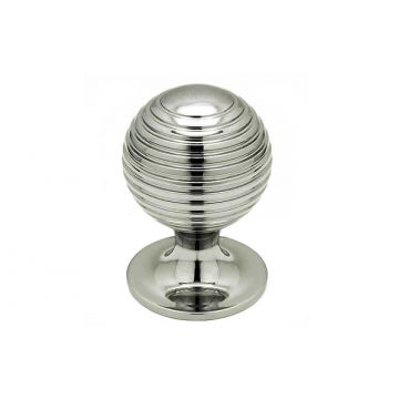 Reeded Cupboard Knob 25 mm  Polished Brass Unlacquered