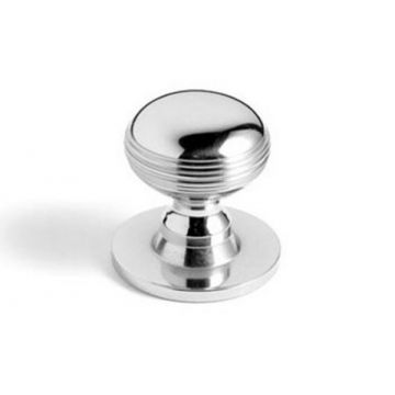 Reeded Cupboard Bun Knob 25 mm Polished Brass Lacquered