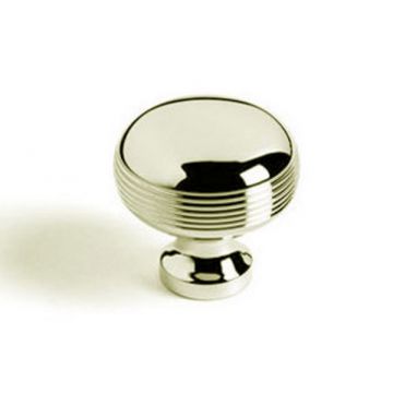 Reeded Bun Cupboard Knob 25 mm  Polished Brass Unlacquered