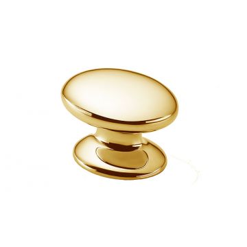 Bakes Oval Cupboard Knob 32 mm ( Polished Brass Unlacquered)