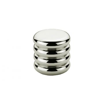 Ribbed Cylinder Cupboard Knob 19 mm Polished Brass Lacquered