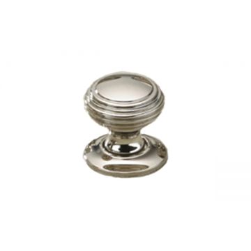 Reeded Bun Cupboard Knob on Rose 16 mm Polished Chrome Plate