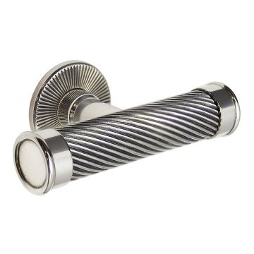Burland 61 mm T-Pull Cabinet Handle with Ringed Ends and Rose (Butlers Silver)