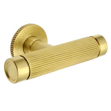 Shelgate 61 mm T-Pull Cabinet Handle with Plain Ends and Rose (Satin Brass Lacquered)