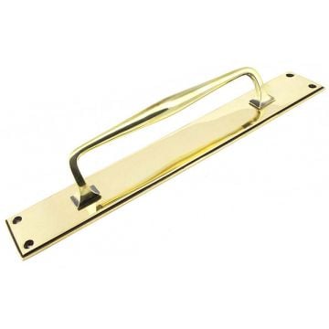 Pull Handle 283 mm on Backplate 425 mm Face Fix Aged Brass Unlacquered