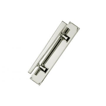 Left Hand Art Deco Pull Handle on Plate 350 mm Polished Chrome Plate