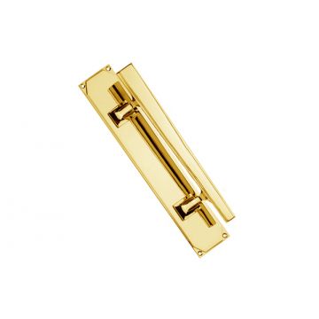 Right Hand Art Deco Pull Handle on Plate 350 mm Polished Brass Lacquered