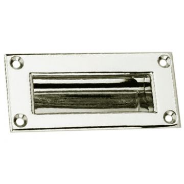 Flush Drawer Pull Handle 89 x 41 mm Satin Nickel Plate