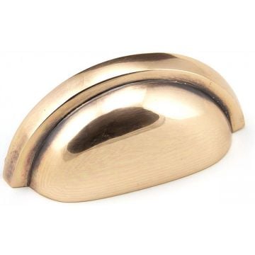 Regency Cup Drawer Pull 85 mm Aged Polished Bronze Unlacquered