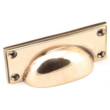 Art Deco Cup Drawer Pull 100 mm Aged Polished Bronze Unlacquered